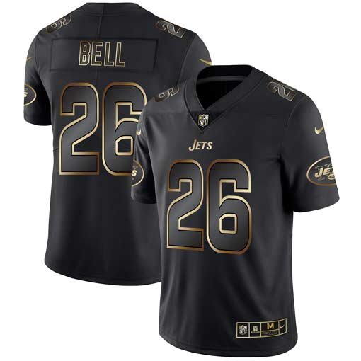 Men's New York Jets #26 Le'Veon Bell 2019 Black Gold Edition Stitched NFL Jersey
